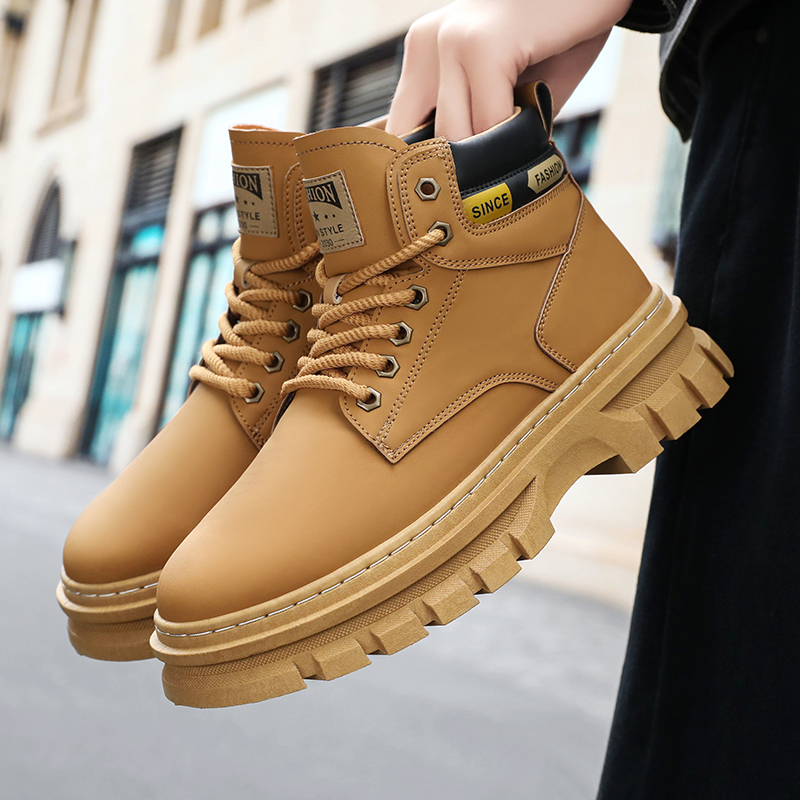 Men'S Shoes Hey Dude - 패션 가죽 남성 부츠 겨울용 하이탑