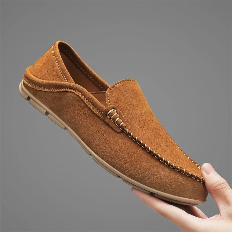 Men'S Shoes Hey Dude - 세련된 스웨이드 가죽 남성용 로퍼, 통기성이