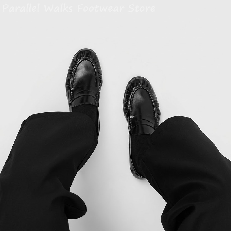 Men'S Shoes Smart - 남성용 레트로 스타일 플리츠 앞부분 장식