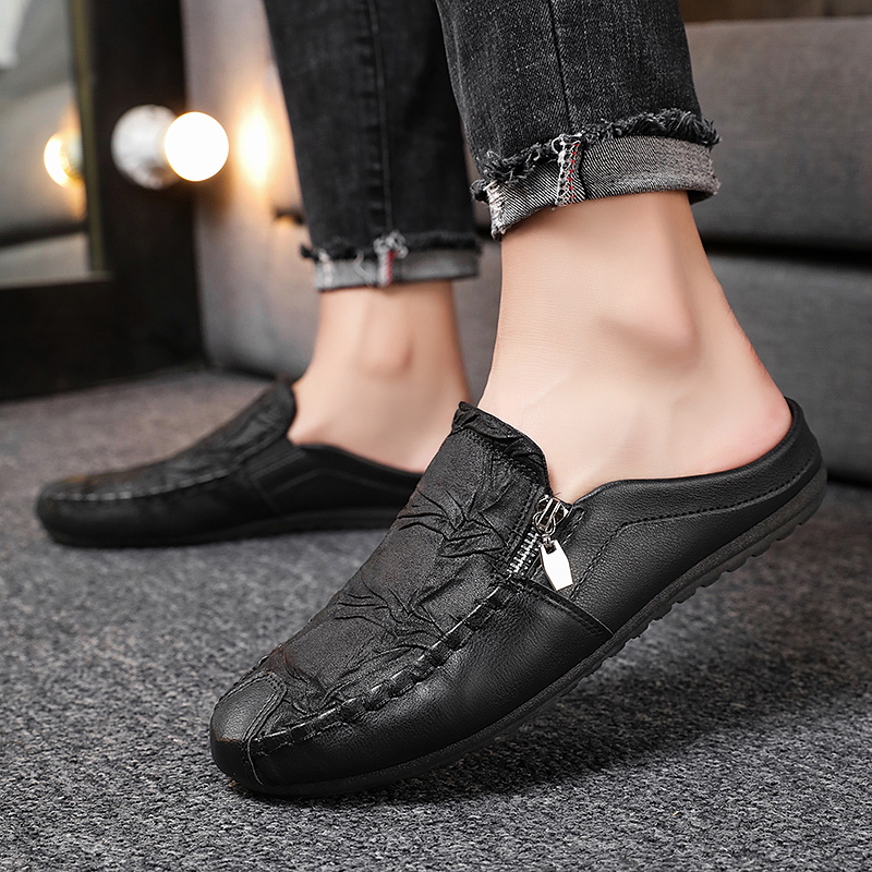 남성용 여름 로퍼 플랫 슈즈 패션 지퍼 남성용 하프 슬 - Men'S Shoes Hey Dude 리뷰 및 가격