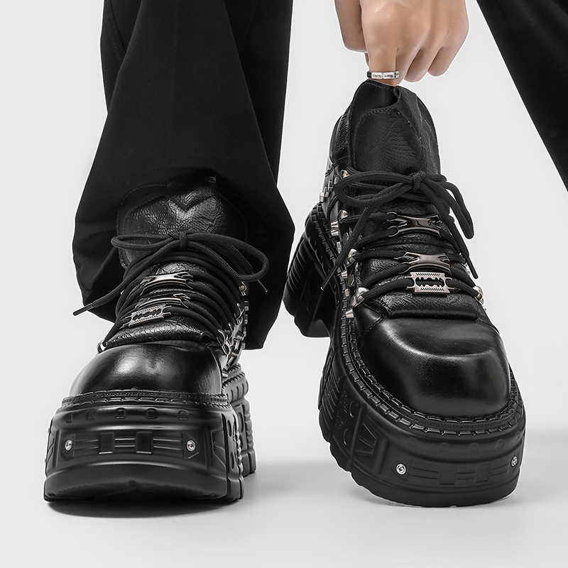새로운 고딕 펑크 남성 플랫폼 신발 패션 블랙 가죽 청 - Men'S Shoes Increase Height 리뷰 및 가격