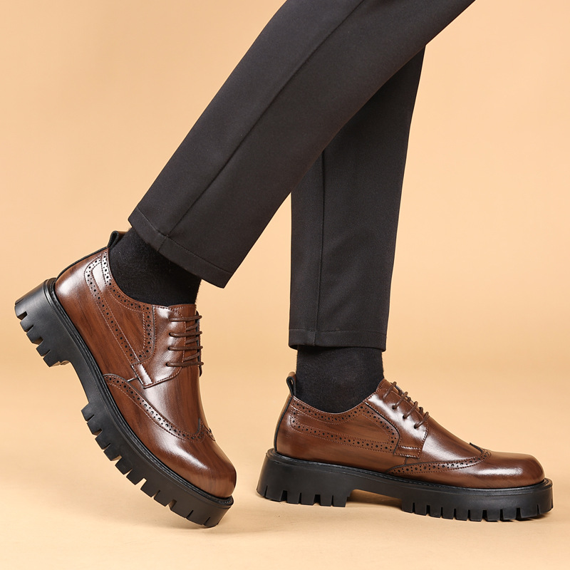 남성용 가죽 구두, 두툼한 밑창, 끈으로 묶는 스타일, - Men'S Shoes Smart 리뷰 및 가격